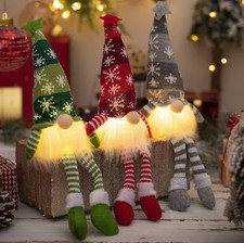 1pc LED Faceless Christmas Gnome Plush Ornament Home Tree Decor Gift - NEW