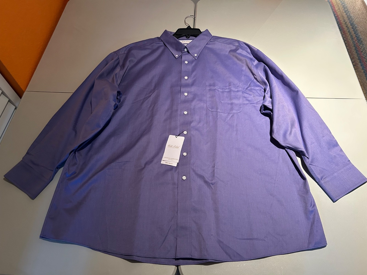 NWT's Roundtree Yorke Gold Label Twill Purple 20 36/37 Big Dress Shirt |  eBay