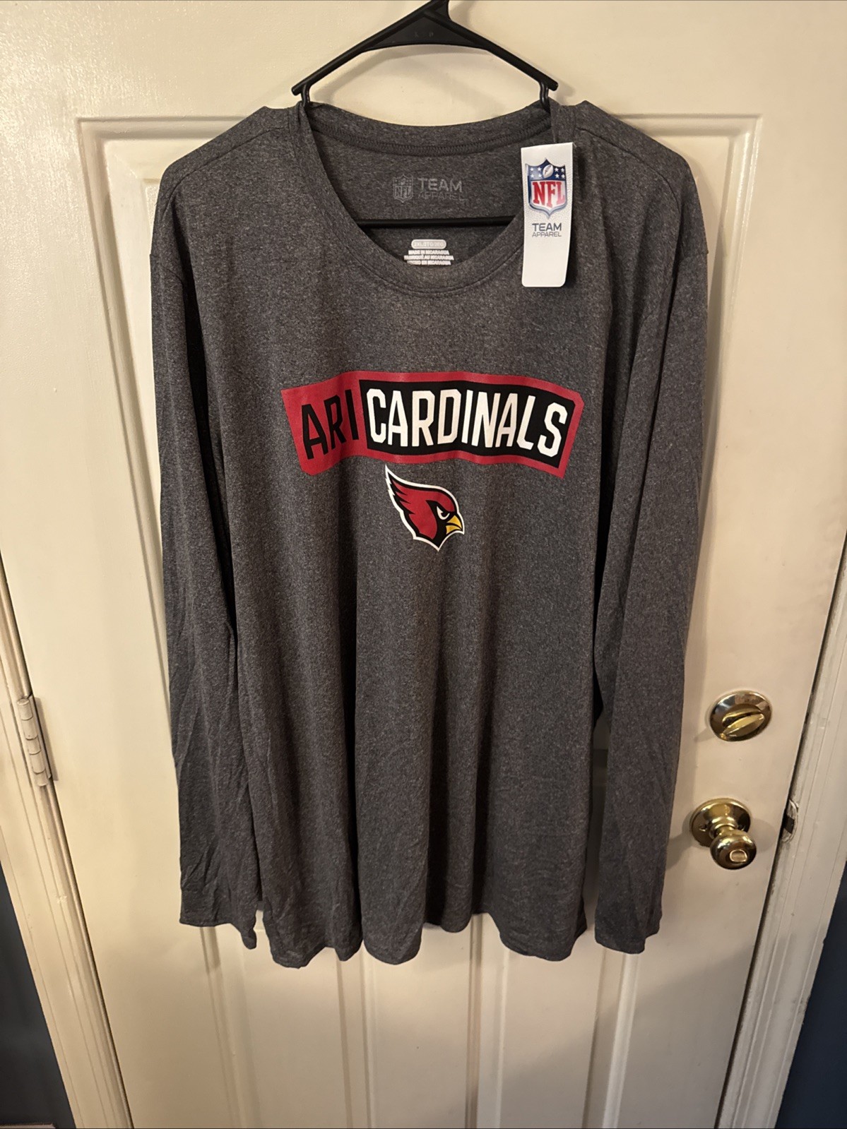 NFL Arizona Cardinals Football T Shirt  Long  Sleeve Gray 2XL  Fanatics Tee New