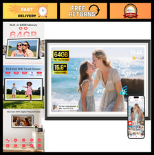 15.6" WiFi Digital Photo Frame, 64GB Memory, FHD Touch Screen, Instant Sharing,