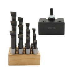 AXA #4 Boring Bar Holder & 12 Pc 3/4" Carbide Tip Boring Bar Set 12" Swing