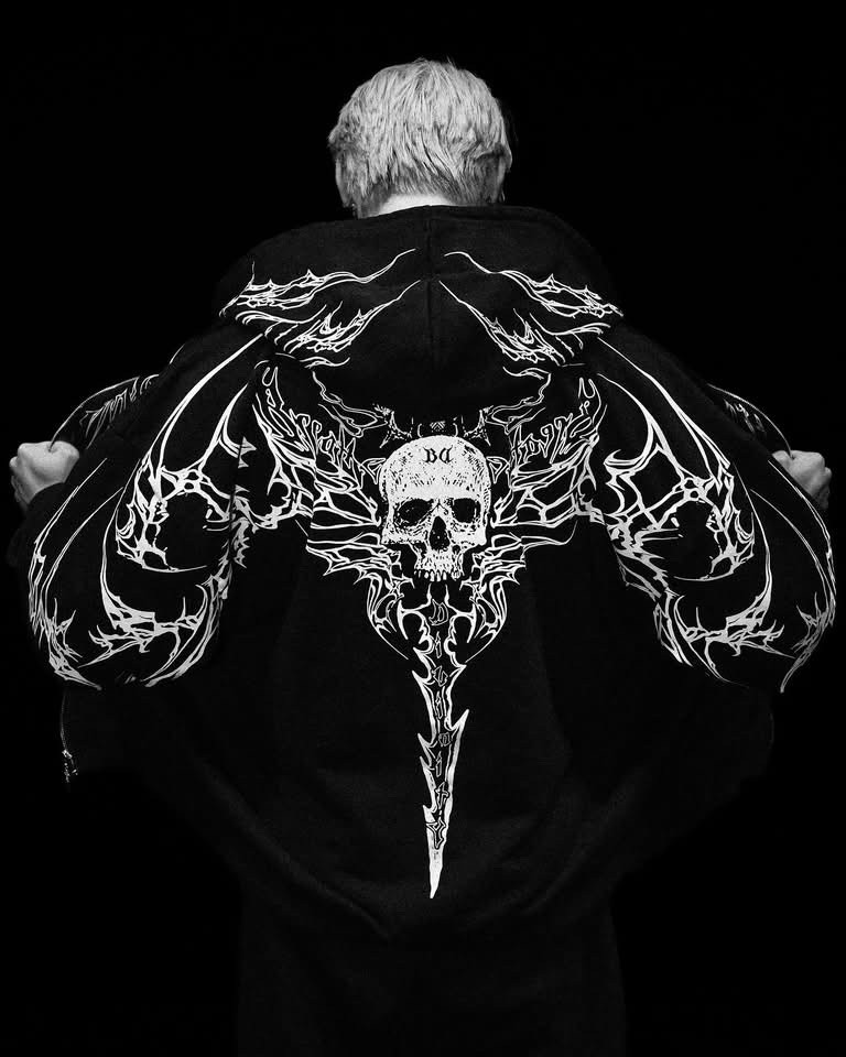 BREATHE DIVINITY Kingslayer Oversized Zip-Up Hoodie in Void Black - Size XL