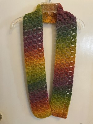 Handmade Crochet Scarf  Rainbow Color 65 Long