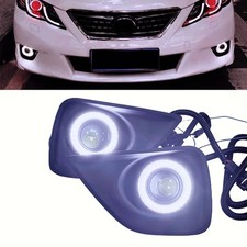 Led Cob Halo Angel Eye Drl Fog Lights Wring Bezel For Toyota Mark X 2010-2012