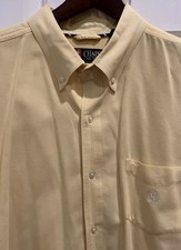 CHAPS Classic Light Yellow Cotton Long Sleeve Button Shirt Easy Care Mens XXL