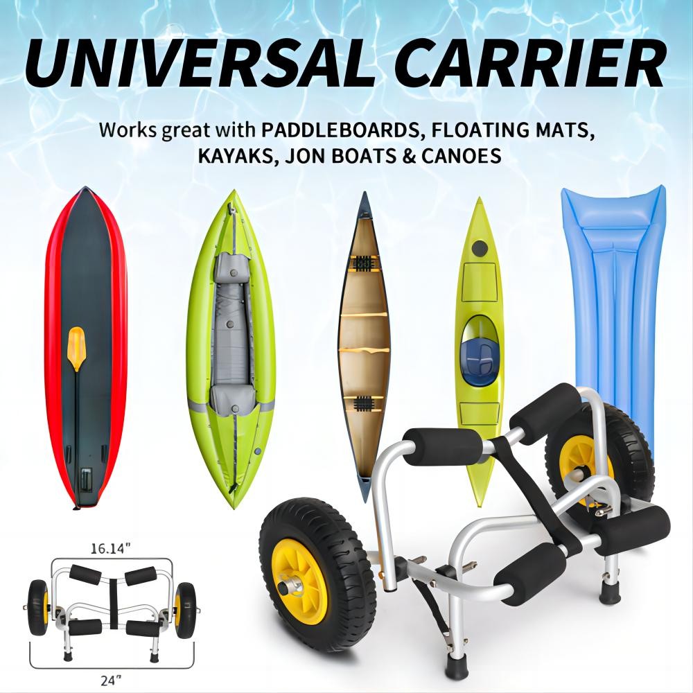 Kayak Canoe Jon Boat Carrier Dolly Trailer Tote Trolley Transport Wheel