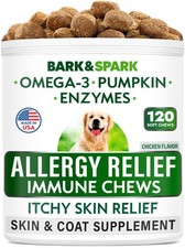 Dog Allergy Relief Chews - Anti-Itch Skin  Coat Supplement - Omega 3 Fish Oi...