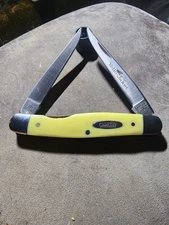 Camillus USA 3-7/8" Yello-Jaket 714 Yellow Jacket 2 Blade Muskrat Knife 