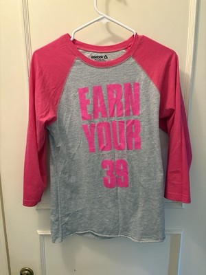 REEBOK Women's Breast Cancer Ribbon Long Sleeve L T-Shirt ''Earn Your Avon 39''