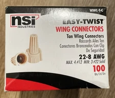 NSI WWC-T-C Tan Wing Connectors 1 Box Of 100 Pieces 