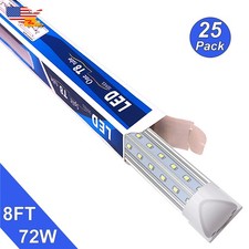 25 Pack 8Ft 72W Led Shop Lights 9000Lm Linkable 6500K T8 Basement Integrate Bulb