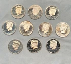 Lot of 10 Silver Proof (S) Kennedy Halves Various Years w/ Condition Issues
