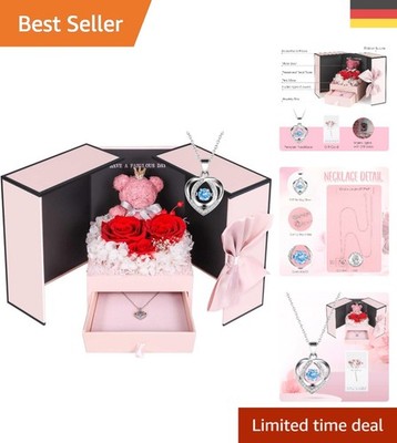 Luxuriöse Geschenkbox mit Ewiger Rose & Silber Halskette   Ein  der Liebe