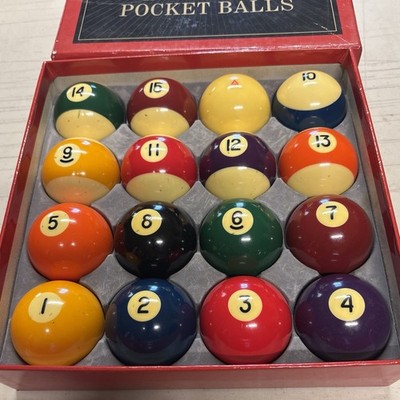 VTG Regulation Size Pool Ball Set w/ Brunswick Centennial Storage Box *READ*