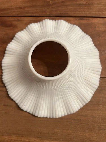 Milk Glass Pleated Petticoat Oil Lamp Antique White Light Shade