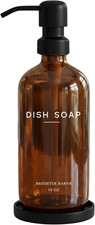 Amber Glass Dish Soap Dispenser for Kitchen Sink by - Kitchen Soap Dispenser Se