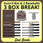 LOS ANGELES DODGERS autographed Gold Rush Bat + 2 signed Baseball: 3 BoxBreak
