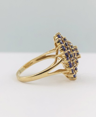Designer 14k Yellow Gold Natural Purple Iolite Floral Cluster Ring - Picture 7 of 10