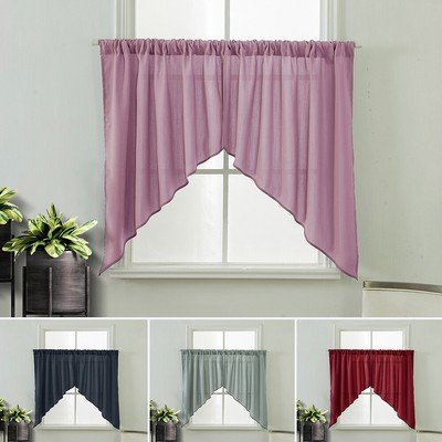 2x Solid Triangle Window Half Short Curtains Swag Kitchen Bedroom
