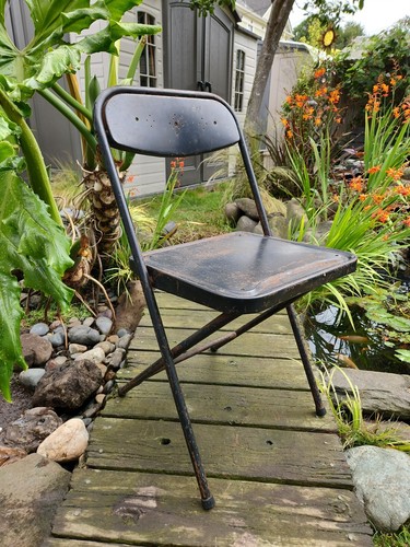 Samsonite Metall Klappstuhl, 30" hoch, Shwader Brothers Incorp. Sehr alt rostig - Bild 1 von 12