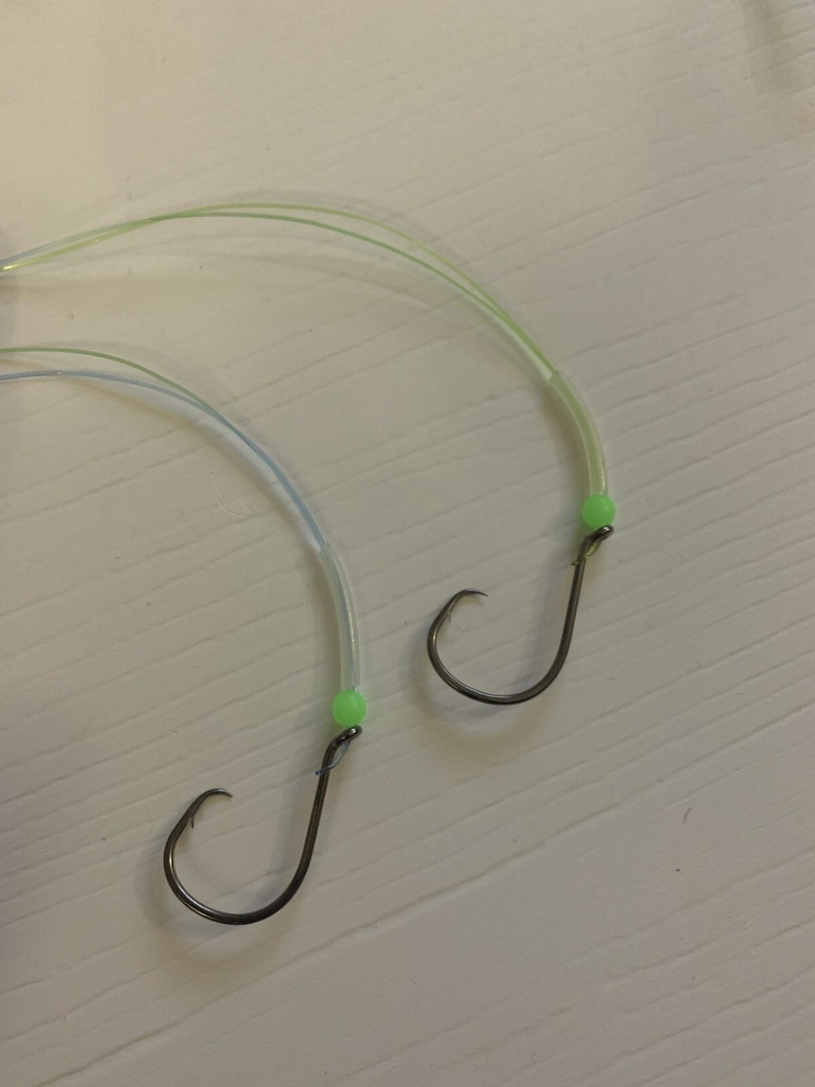 hi-low Surf fishing rig,30 Lb Low-vis camo line, 2/0 circle hook (4 Rigs)