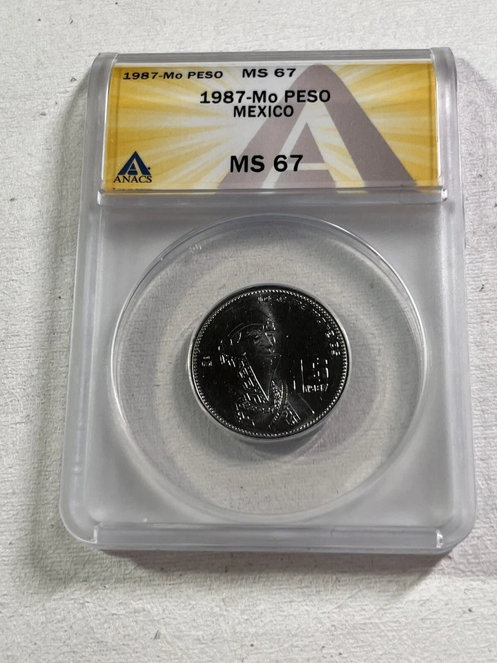 1987-Mo México 1 peso classificação MS 67 por ANACS - Imagem 3 de 4