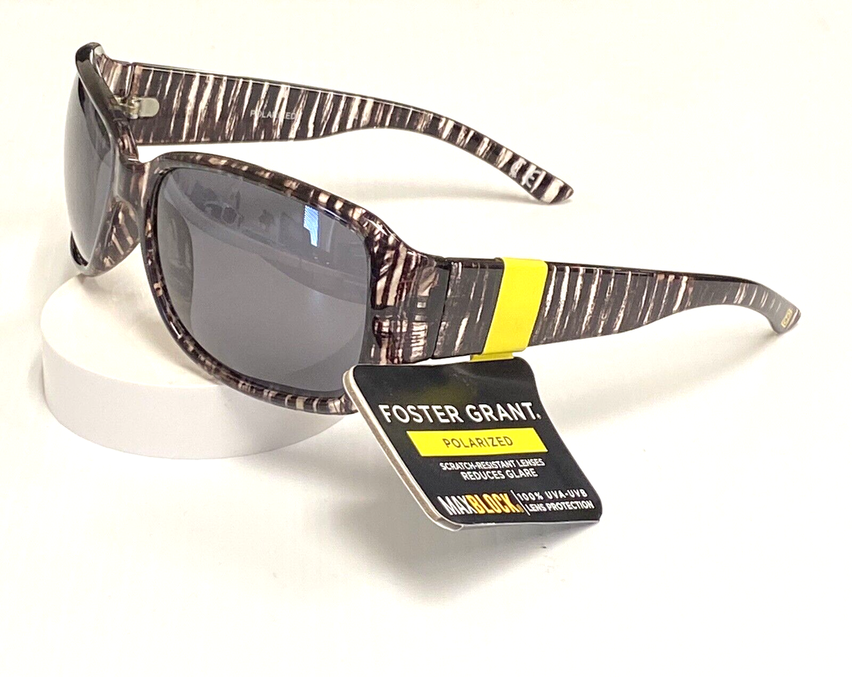 New, Women Sunglasses Foster Grant Brown/Stripe POL 100% UVA-UVB