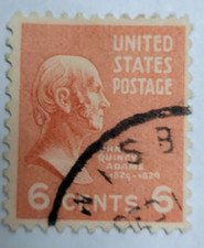 United States Postage Stamp ~ John Quincy Adams ~ 6₵ Red ~ Posted ~ c.1938 - 40