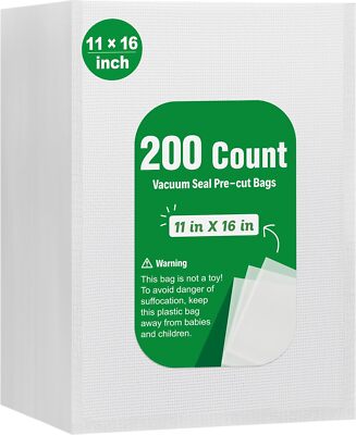 200 GALLON 11x16 Bags Food Magic Seal 4 Mil for Vacuum Food Storage Sealer Bags