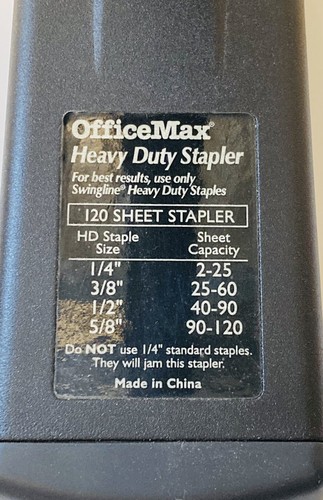 Office Max Heavy Duty Stapler 120 Sheet Stapler Black Metal - Picture 4 of 8