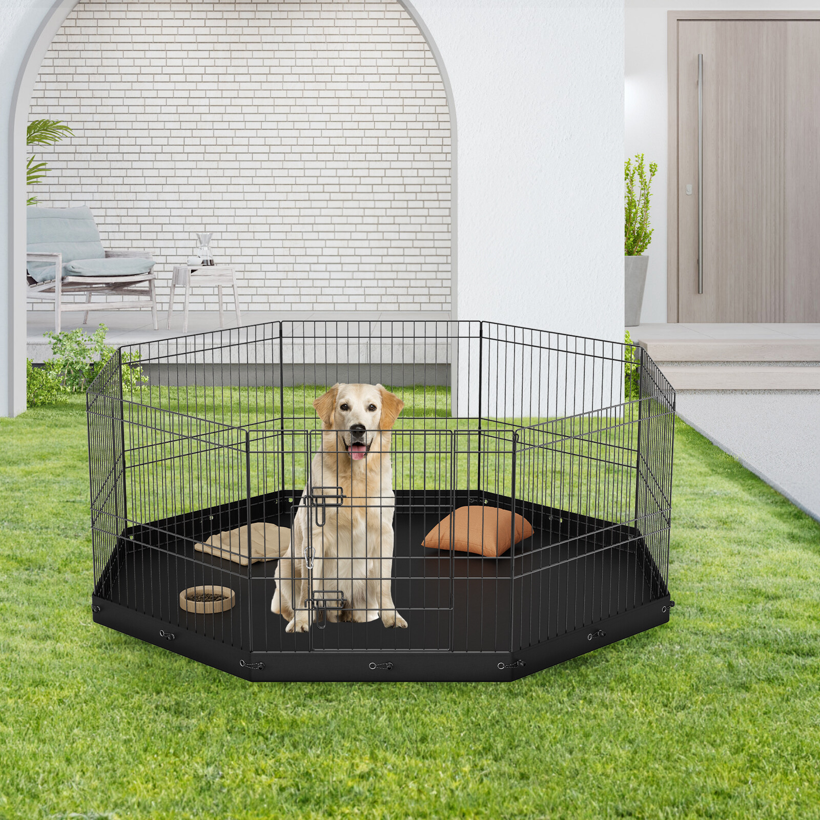 VEVOR Recinti per Cani Pieghevole 8 Pannelli 61cm con Tappetino Interno Esterno