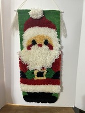 Vintage Christmas Santa Wall Hanging Completed Latch Hook 12  x28  