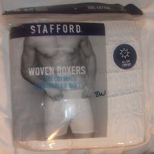 STAFFORD WOVEN BOXERS SIZE XXL WHITE 4 PACK NEW IN PACKAGE MEN'S UNDERWEAR