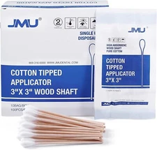 JMU 3" 6" Medical Cotton Applicators Tipped Cotton Swabs Wood Shaft (Multi-Qty)