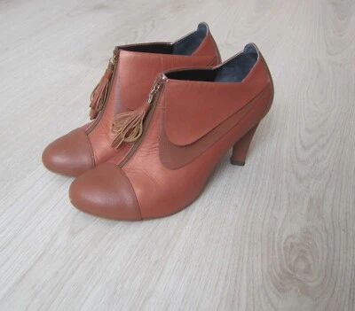 Bottines à Talons Low Boots en Cuir Marron Pointure 38 - Photo 1/4