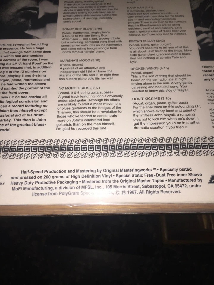 MAYALL MFSL SEALED PRISTINE MINT#0286 THE BLUES ALONE ORIGINAL MASTER RECORDING  - Image 4 of 4