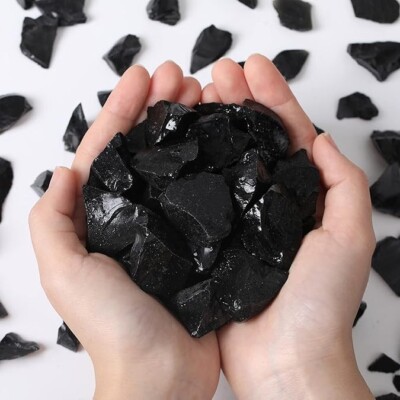 Raw Obsidian Stones  AAA+ Grade Black  Rough Obsidian Stones Healing Crystal