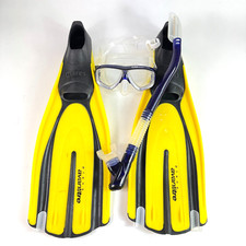 Mares Plana Avanti Tre Fin Full Foot Open Toe Yellow Goggles HyperDry Snorkel