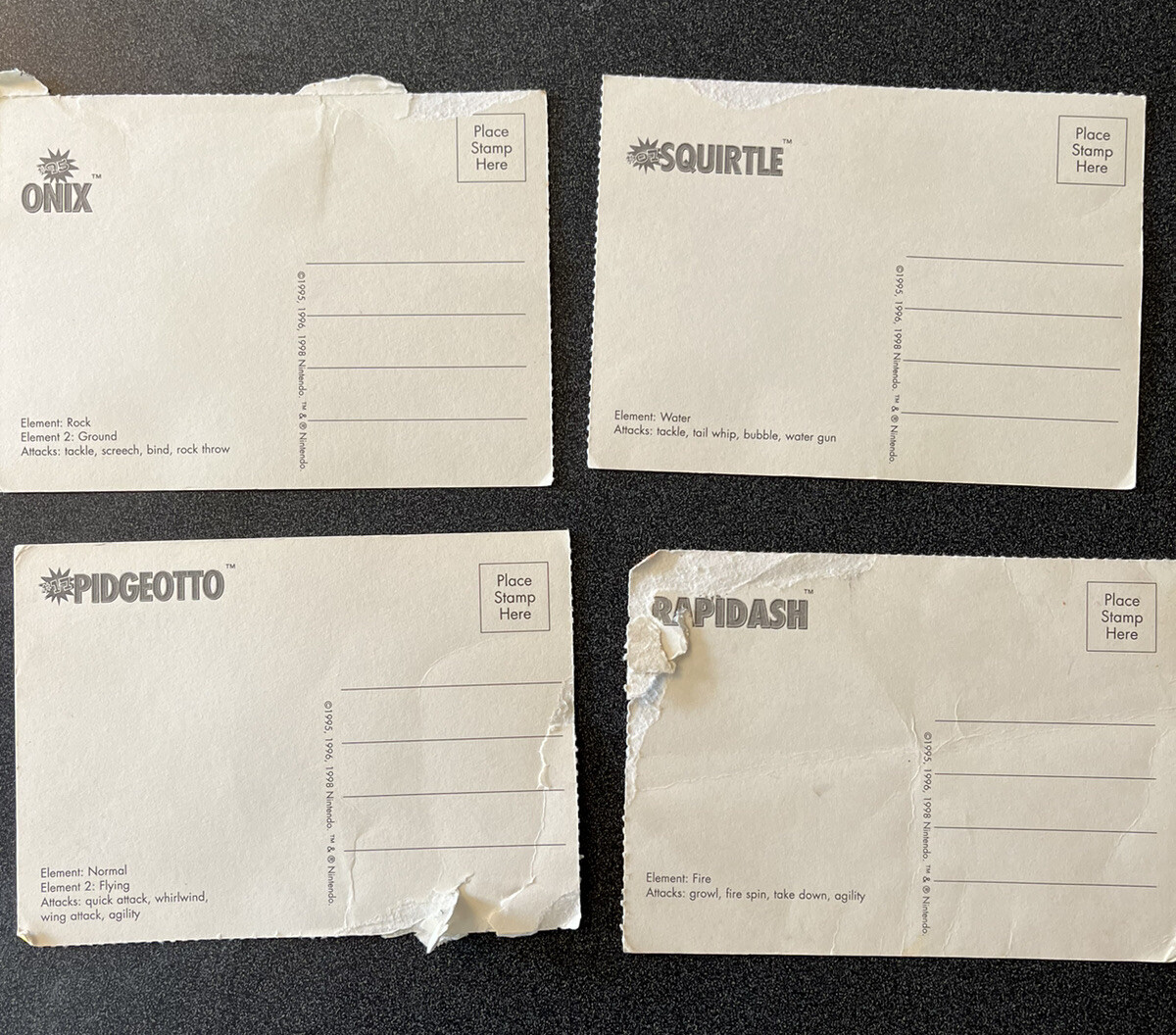 Vintage Pokémon Post Cards 1998 Collectible Lot Of 8 All Gen