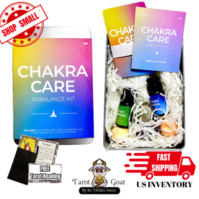 Chakra Care - Rebalance Kit Tin with 3 Bath Bombs 2 Essential Oils 1 Amethyst