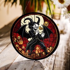Handcrafted Halloween Suncatcher, Spooky Stained Glass Window Decor, HLW015