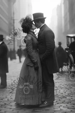 Victorian Era Vintage 1800's Photo of Couple Kissing 53 Edwardian New York City