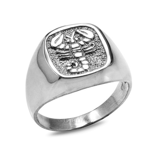 Sterling Silver Zodiac Sign Mens Ring - Picture 11 of 24