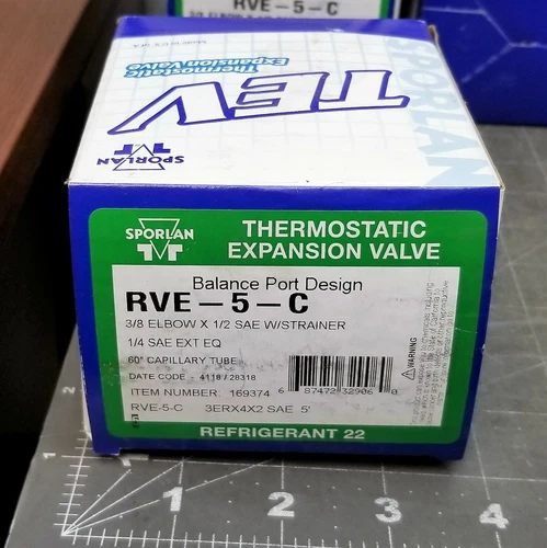5 TON R22 Expansion Valve 3/8x1/2x1/4 SPORLAN RVE-5-C / 169374 [A0S2]