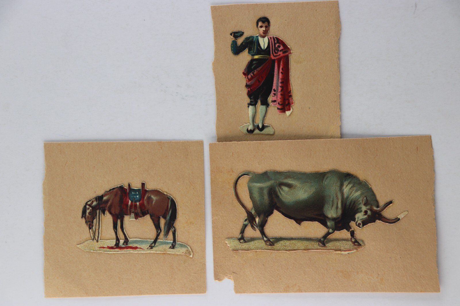 Antique Set of Mini Victorian Era Cards Spanish Bull and Bull Rider on ...