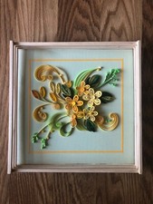 paper quilling wall art, hand made, wooden frame - 11"1/4 x 11"1/4 x 1"3/4