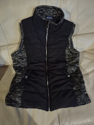 North Crest Women's Black Puffer Vest With Knit Side Accents Size Medium