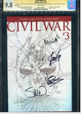 Civil War #3 CGC 9.8 Signed Stan Lee +5 Sketch Cover Marvel Comics 9/06