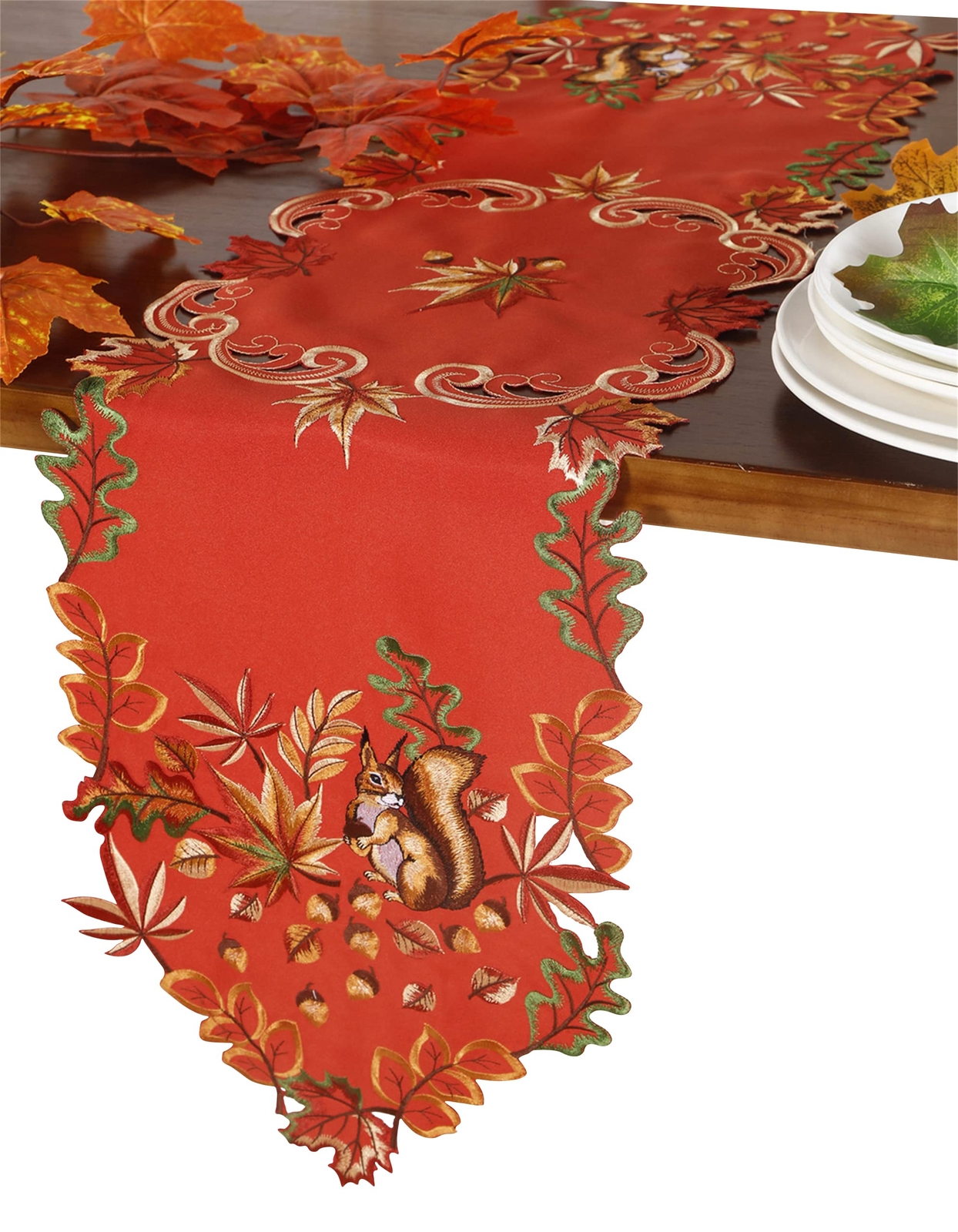 Fall Thanksgiving Day Table Runner 13X54 with Maple Leaves for Autumn Family ...