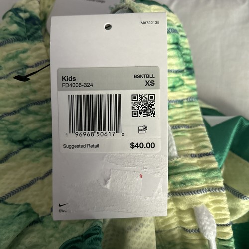 NWT NIKE DRI-FIT ELITE Green BASKETBALL SHORTS Kids boys Sz XS $40 - Picture 4 of 5